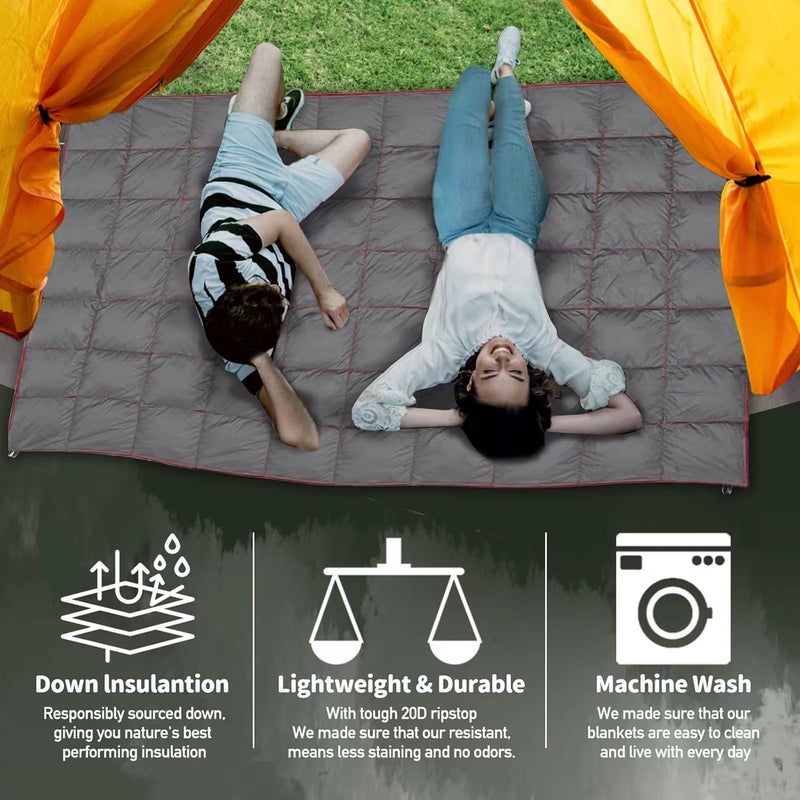 GLORSIGN Outdoor Puffy Camping Blanket, Lightweight Down Alternative Puffy Printed Camping Large Ultra Warm Hammock Top Quilt Waterproof Blanket for Traveling Picnic Beach Party Cold Weather (Gray) - Image 5